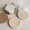 4pcs Absorbent Drink Coasters, Minimalist Cotton Fabric Coasters with Non-Woven Lining for Coffee Table Home Decor