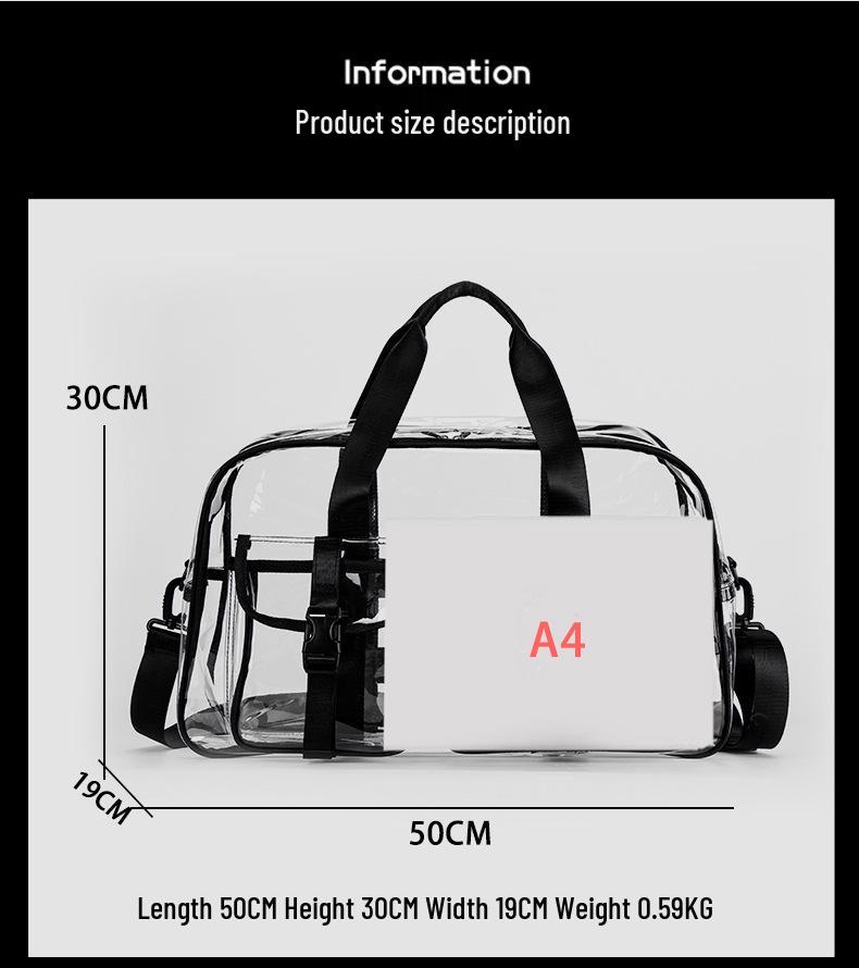 Korean Style Transparent Travel Bag - Large Capacity Water-Repellent Gym and Beach Tote