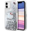 Husă pentru iPhone 11 Hello Kitty Glitter Lichid Cap de Pisică Argintie