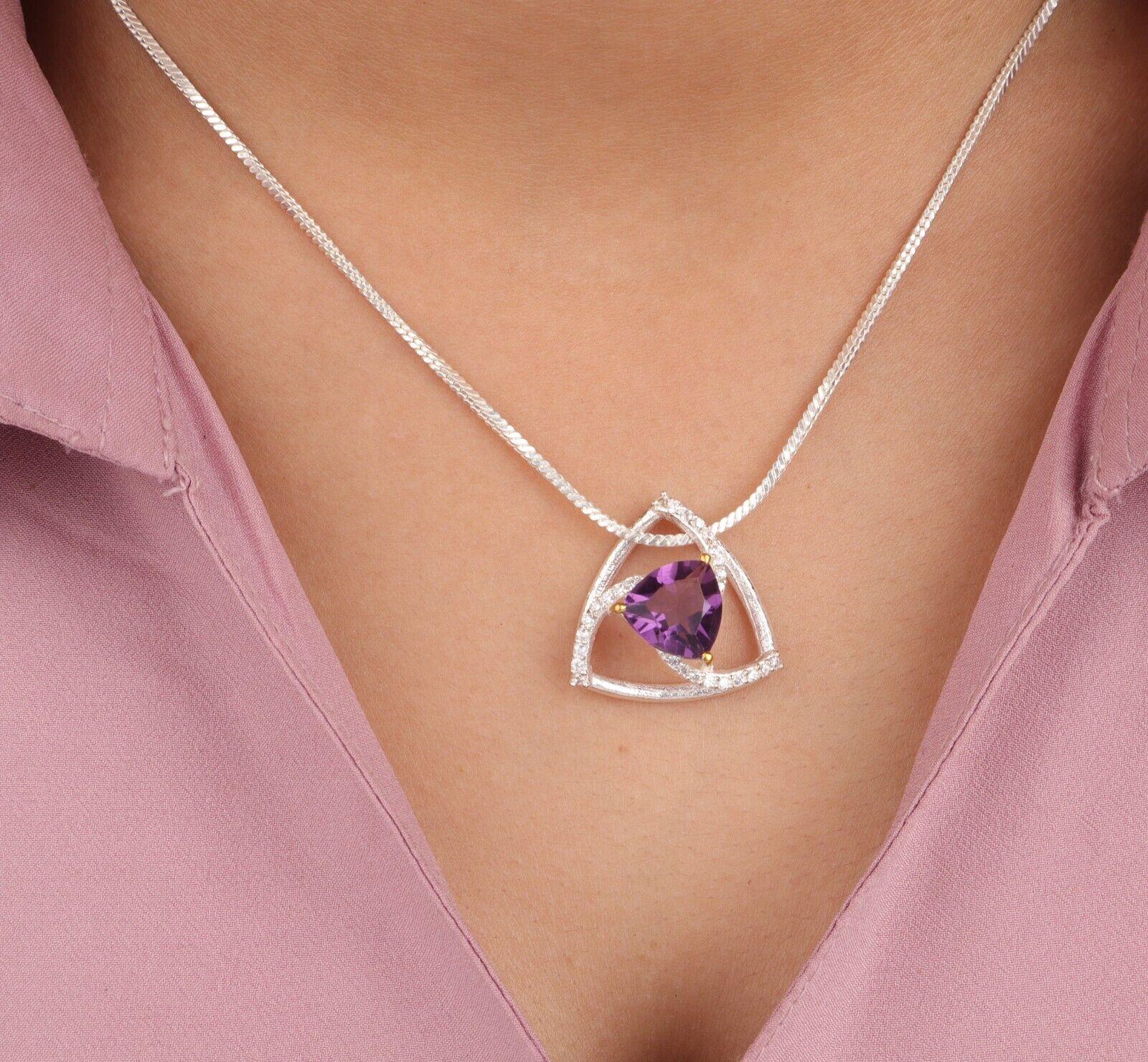 

Аметист Драгоценный камень 925 Проба Серебро Ювелирные изделия Подвеска с цирконием для подарка на годовщину CZP-10- 12