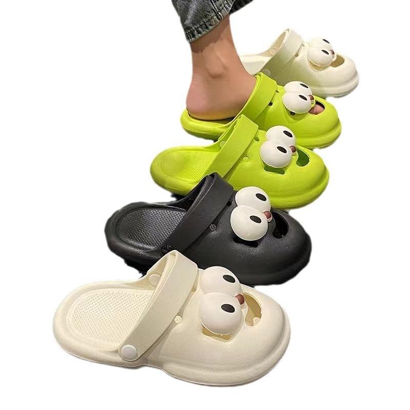 Cute Large Eye Dog Slippers Adorable Women's Summer Beach Sandals Casual Design