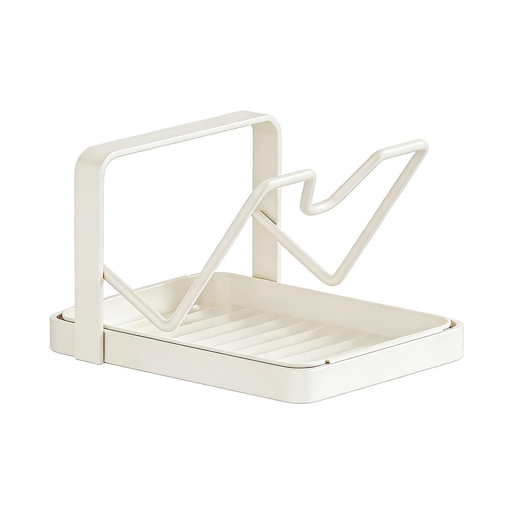 Multifunctional Kitchen Pot Lid Storage Rack While Cooking Utensils Pan Pot Cover Lid Rack Shelf with Drip Tray for Counter