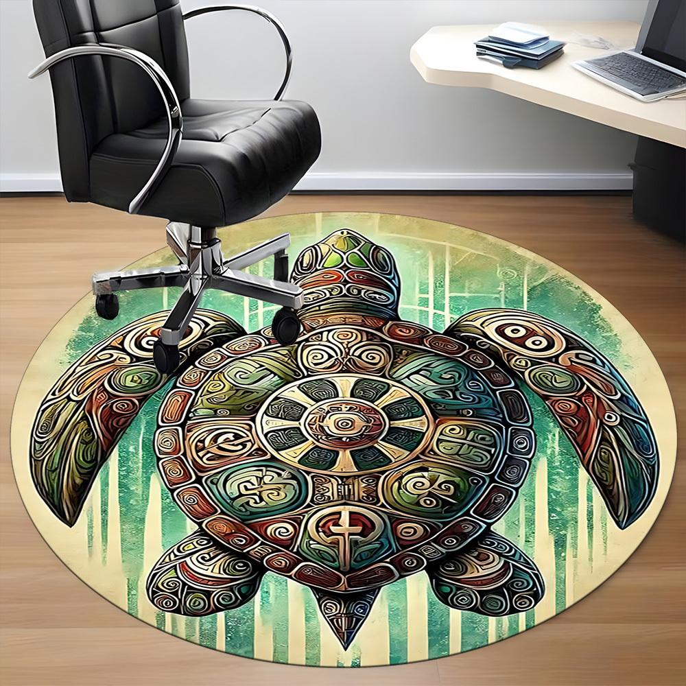 1pc Turtle Artwork Chair Carpet for Office Non-Slip, Machine Washable Rug for Office, Room - Holiday Decor, Machine Made Yy251016106