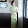 Green send test national style new Chinese long cheongsam improved young 1011 new women's high-end catwalk summer
