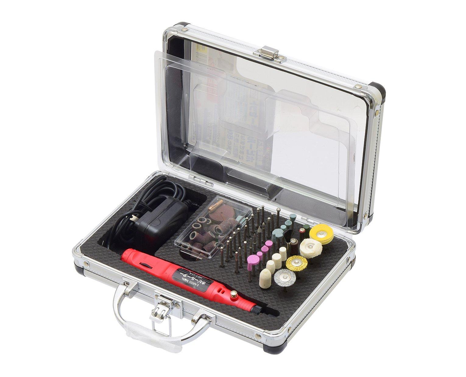 Takagi EARTH MAN Hobby Router Set A comprehensive set of rotary tools for precision and Features stepless speed - 86-piece engraving, polishing,