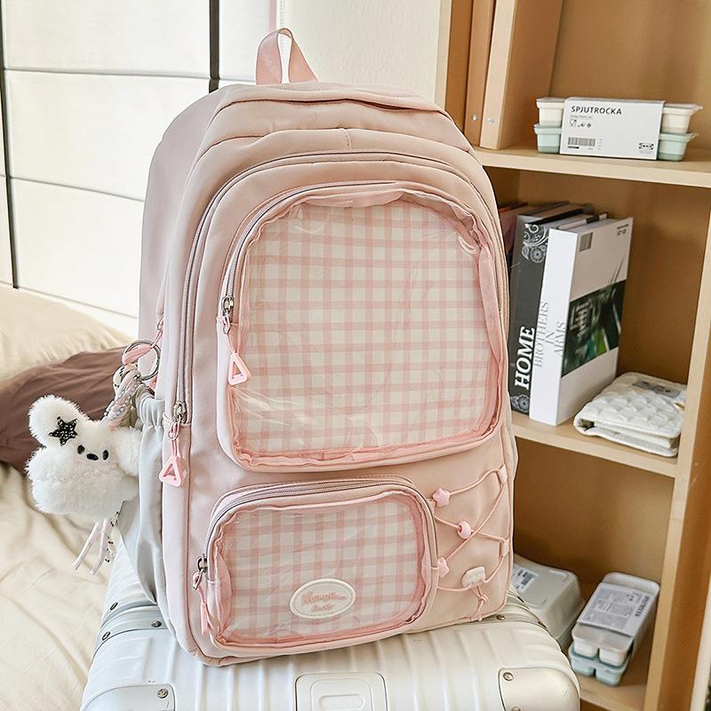 Двухмерный японский пенал-сумка большой емкости школьный рюкзак для ученика средней школы женский милый маленький свежий прозрачный рюкзак студенческий рюкзак single bag розовый
