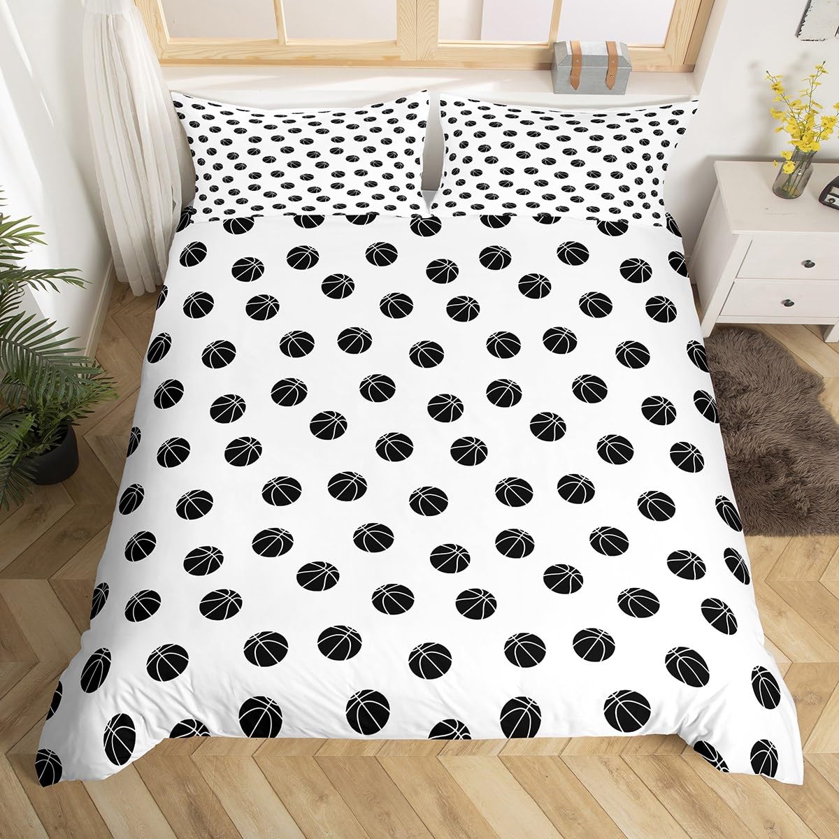 

Ball Sports Games Kids Boys Duvet Cover Queen SizeBaseball Basketball Football Bedding Set Hand-painted Cartoon Comforter Cover EU Single(135x200cm)