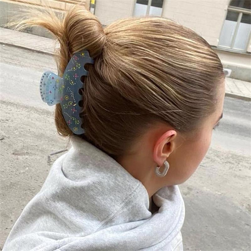 Hair Claws Rhinestones Flower Shark Clip for Female Teens Girl Hair Shaping Clip