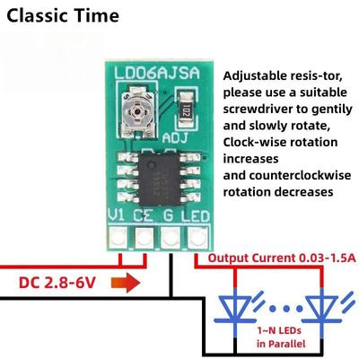 30-1500MA Adjustable Constant Current LED Driver DC 3.3V 3.7V 4.2V 5V PWM Control Board Buck Power Module
