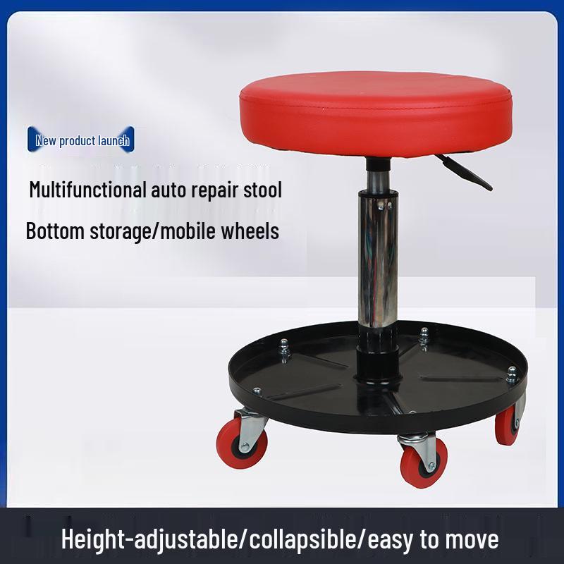 Universal Car Repair Stool with Tool Tray & Wheels