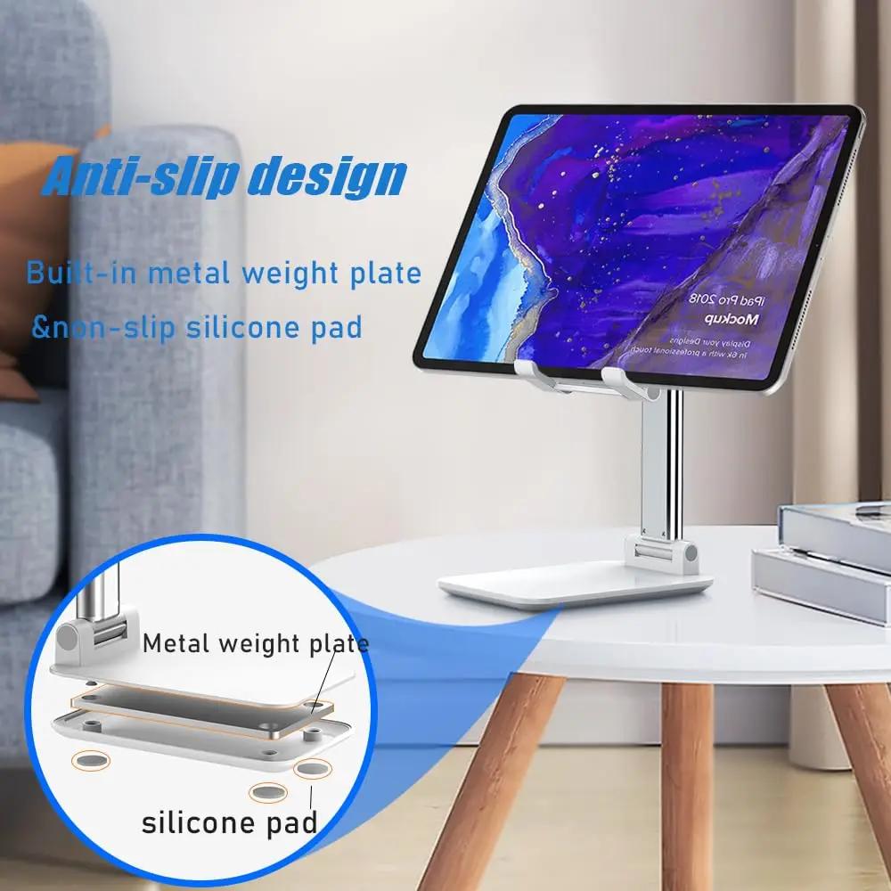 Foldable Mobile Phone Desktop Stand with Adjustable Angle and Height and Silicone Pad for Lifting and Lowering The Phone Stand