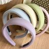 Embossed Diagonal Texture Headband Sweet Macaron Color Hair Hoop Wide Thick Spongy Hairband For Elegant Women Daily Styling