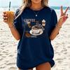 2026 New Trendy 3D Women's Coffee Pattern Printed T-Shirt, Street Casual Short Sleeve Top, Fashionable