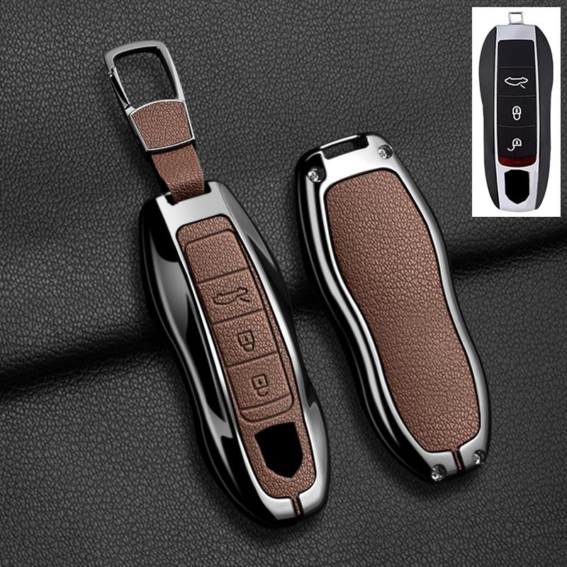 Car Key Case Cover For Porsche Panamera Spyder Carrera Macan Cayman Cayenne 911 970 981 991 Zinc Alloy Car Protector Keychains