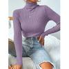 2025 Women's High Neck Solid Color Knit Pullover Sweater