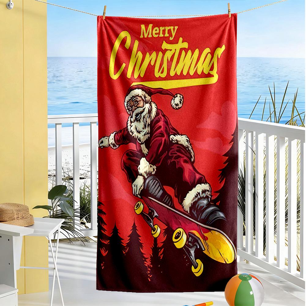 Christmas Beach Towel Super Soft & Absorbent Comfortable Lightweight Suitable for Sports, Travel, Swimming, Yoga, Bathroom, Beach, And Pool