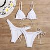 Bikini Sexy 3 Pezzi Donna Monocolore Fascia Divisa Triangolo Costume da Bagno Biquini Brasiliano Femminile Costume da Bagno Estivo per Vacanze in Spiaggia