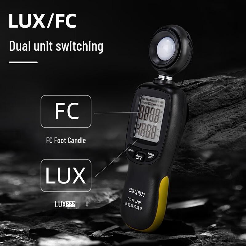 Deli Upgraded Multi-Light Source Illuminance Meter CN plug (adapter included)