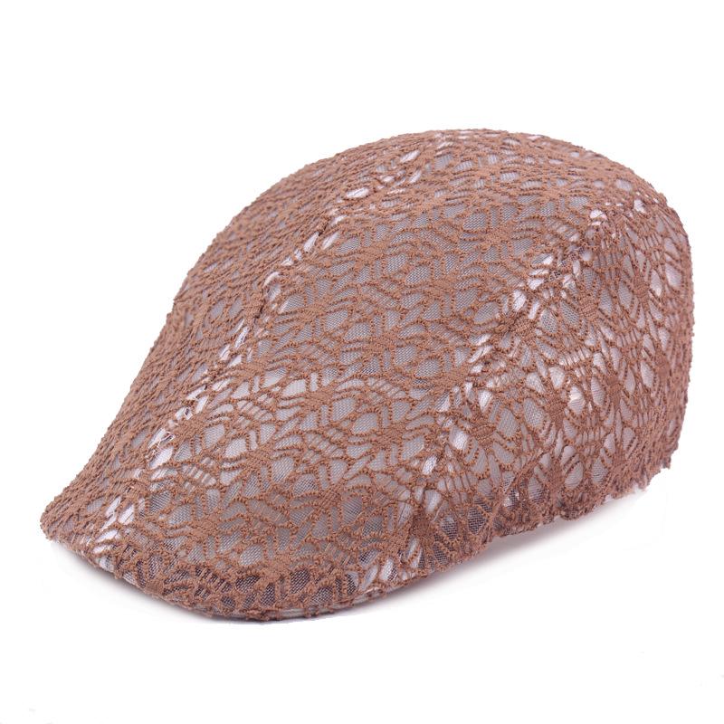 Lace Beret Ladies Silk Mesh Duck Tongue Hat Summer Travel Cool Cap Breathable Sun-shading Forward Cap Female Net Cap