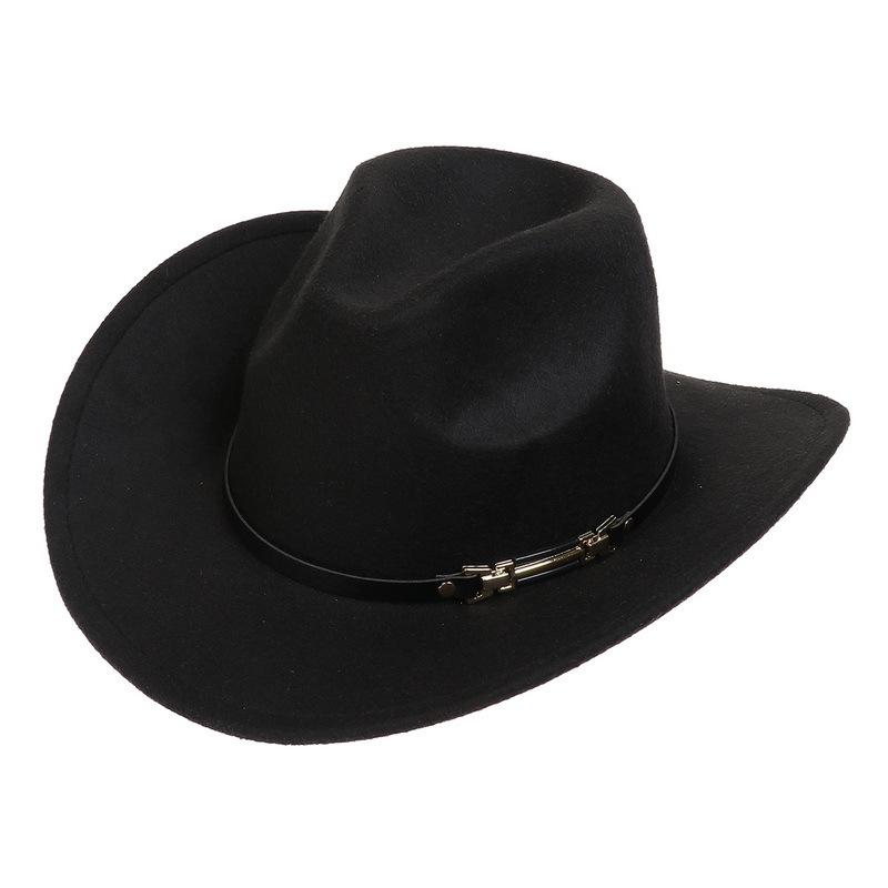 Western Cowboy Top Hat Spring And Autumn New Jazz Hat Big Brim Pentagram Belt Accessories Felt Hat Men And Women