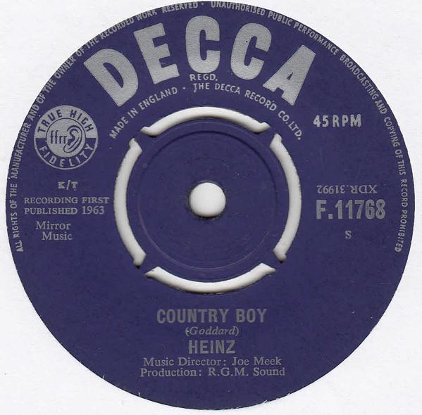 

7inch Record HEINZ - Country Boy F11768 Decca 1963 UK Rock Used