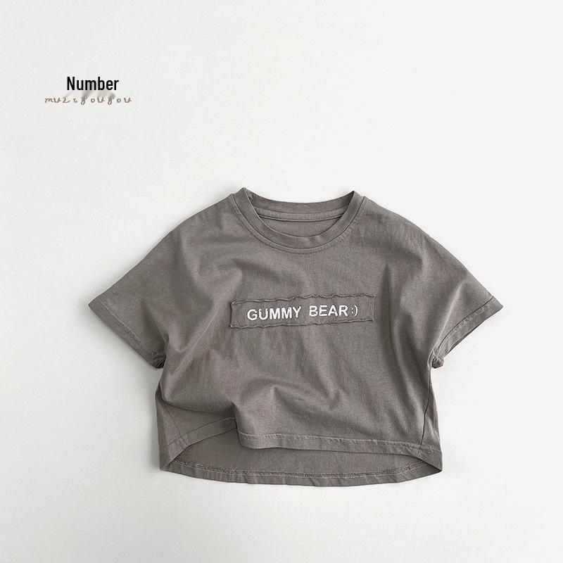 

Очаровательная детская футболка с коротким рукавом - Повседневный крой для мальчиков, Стильный японский и корейский дизайн для девочек 120 cm серый