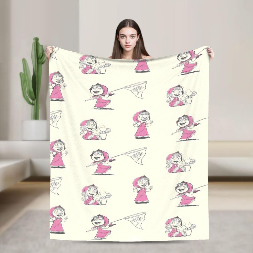 Warm BlanketKids Camping M-Mashas and B-Bears Throw Blanket Flannel Bedspread For Bedroom Graphic Sofa Bed Cover