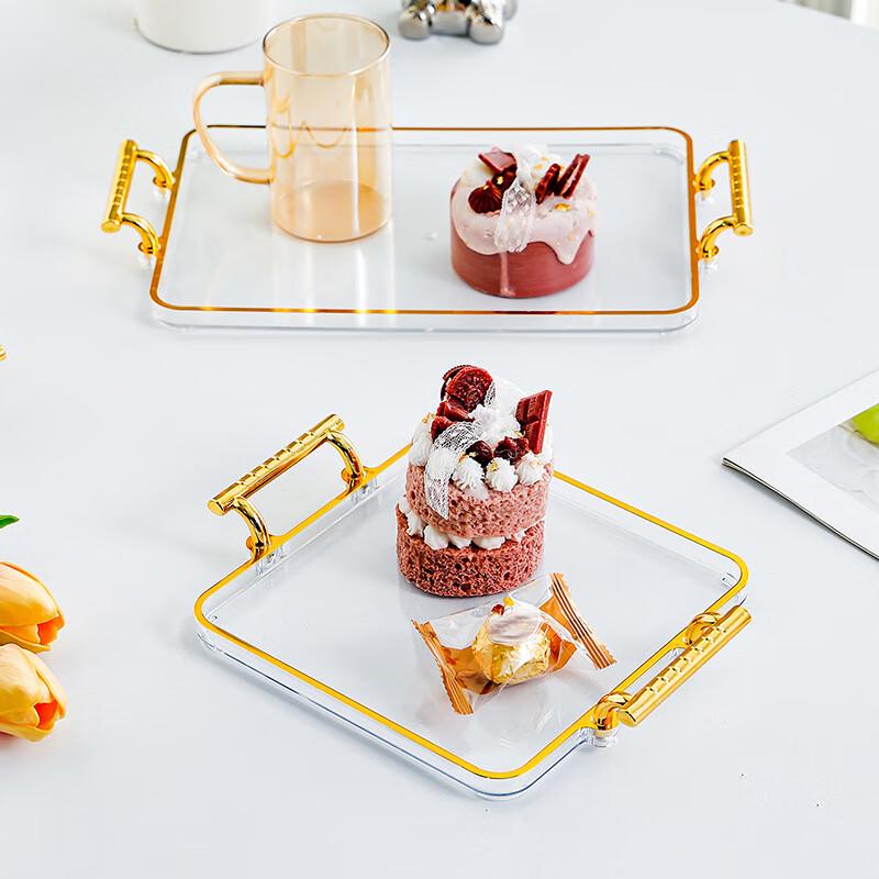 Transparent 6-Compartment Plastic Serving Tray with Cup Holders