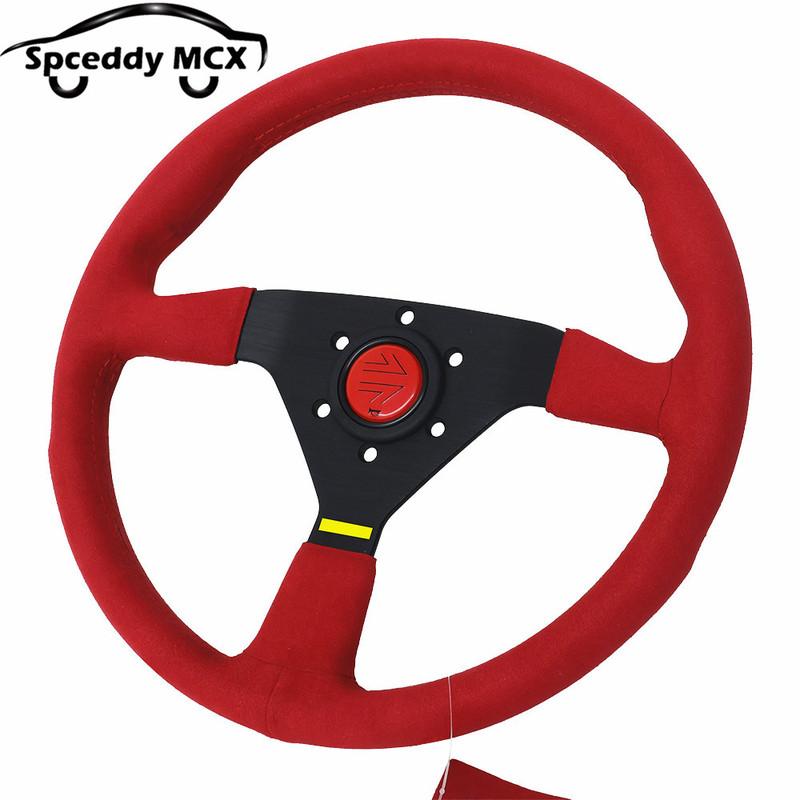 Italy Style V1 Blue Red Black Suede Leather Steering Wheel 14inch Drift Sport Flat 350mm Steering Wheels