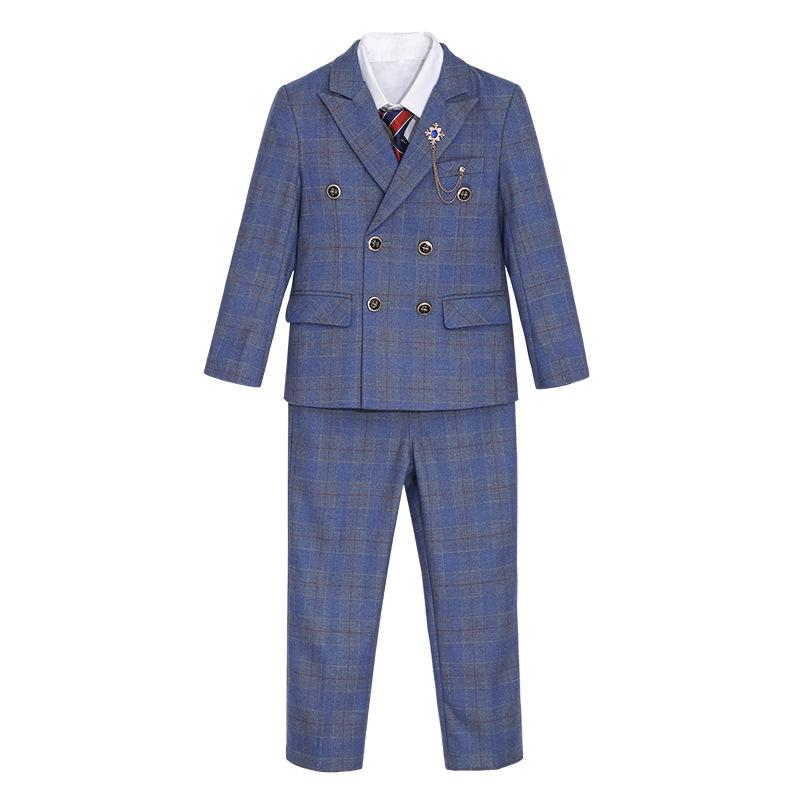 Stilvoller britischer Karoprint-Anzug für Jungen für Hochzeiten & Aufführungen