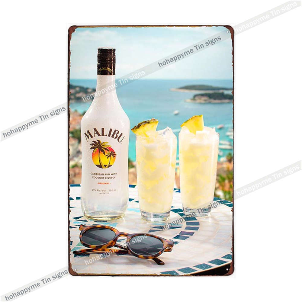 Segno di Latta Malibu Rum Pittura Metallica Targhetta Per Bar Pub Club Caffè Decorazione Adesivo Murale Poster Famiglia Targhe 20x30cm