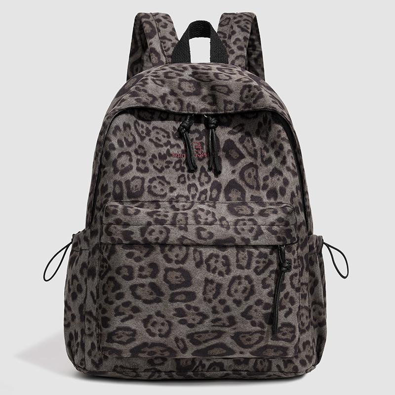 Трендовый леопардовый рюкзак - женский школьный рюкзак с винтажным принтом Унисекс дизайн для подростков - для колледжа и отдыха серый 1790₽