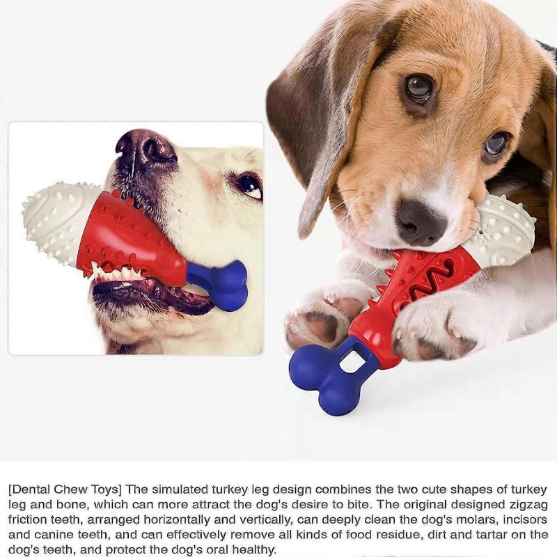 Toothbrush Dog Toys for Chew Cleaning, Indestructible Dog Toys for Aggressive Chewers, Durable Rubber Dog Toys for Small and Large Breeds