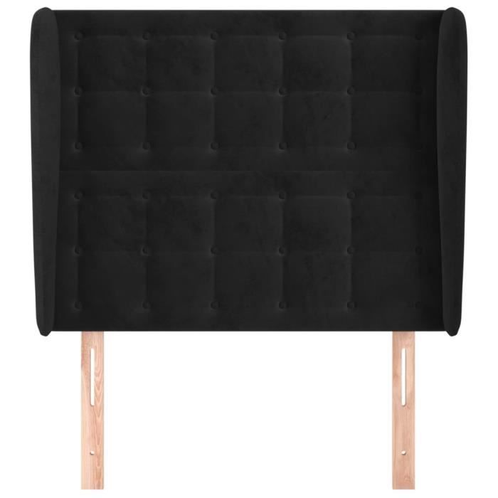VidaXL Tête de lit avec oreilles Noir 83x23x118-128 cm Velours3118422