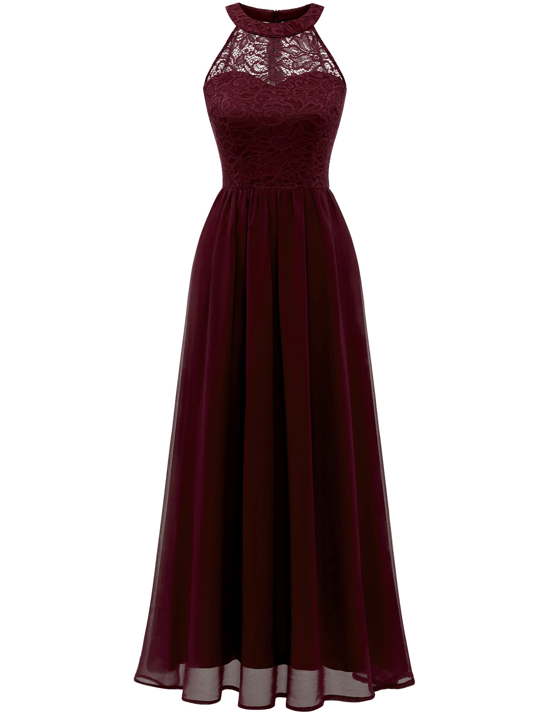 [Wedtrend] Wine Red Party Dress, Halter Neck, Long Length, A-Line, Chiffon Dress, Formal Dress, for Special Occasions, After-Parties, Concerts, Recita