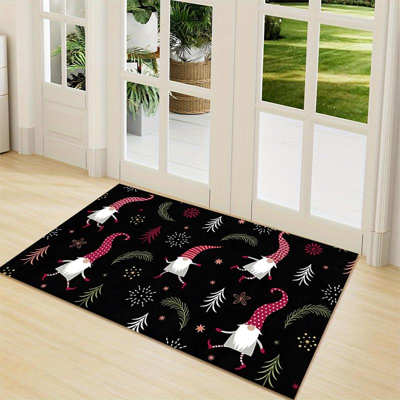 1Pc Holiday Gnomes Celebration Carpet Rug Soft Washable Antislip Home Living Room Sofa Mats Personalized Christmas Rug