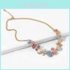 Trendy Floral Necklace For Women In Multi-color Alloy Material With Elegant Oil Finish