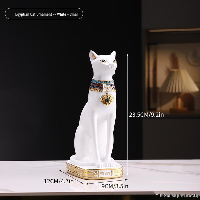 Figurina Esotica di Gatto Egiziano in Resina per Arredamento Casa o Caffetteria