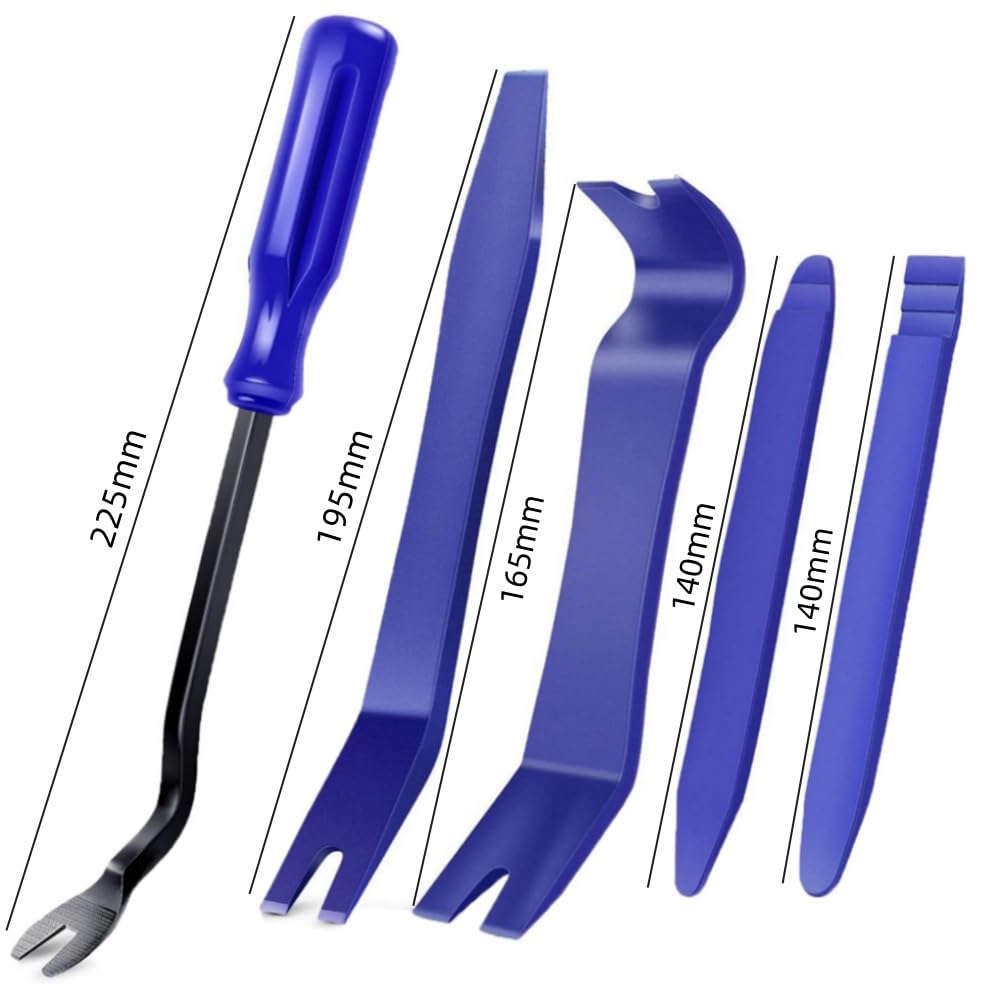5 Piece Auto Upholstery Removal Panel Removal Tool Clip Clamp Tool Parts Original Tool (Blue)