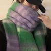 Mohair Scarf Women's Winter Korean Style High End Versatile New Shawl Plaid Thickened Warm Scarf Trendy