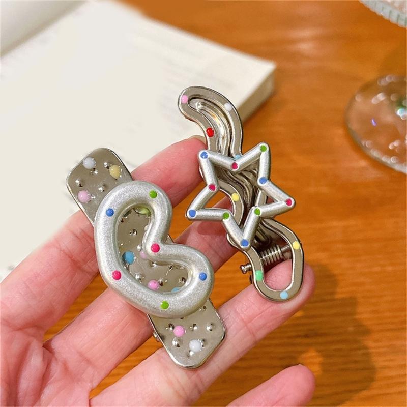 8Pcs Star Hair Clip Slip Resistant Duckbill Barrettes Plastic Hairpin for Women Girls Everyday Hairstyling Accessories