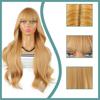 European and American Fashionable Women's Long Curly Hair Wig, Gold Bangs, Large Waves, High-temperature Silk Synthetic Wig Headband