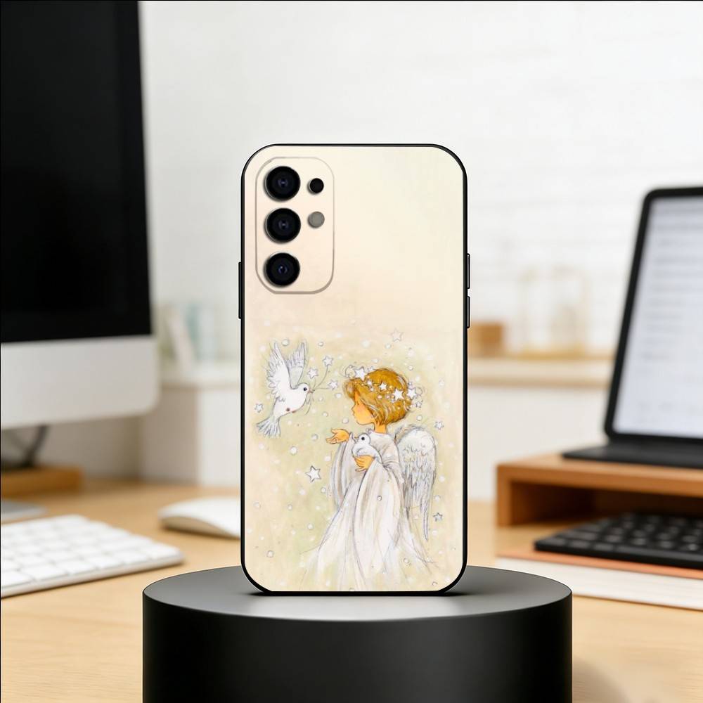 Heilender kleiner Engel Handyhülle Für Samsung S25,S24,S21,S22,S23,S30,Ultra,S20,Plus,Fe,Weiche Silikon Schwarze Hülle