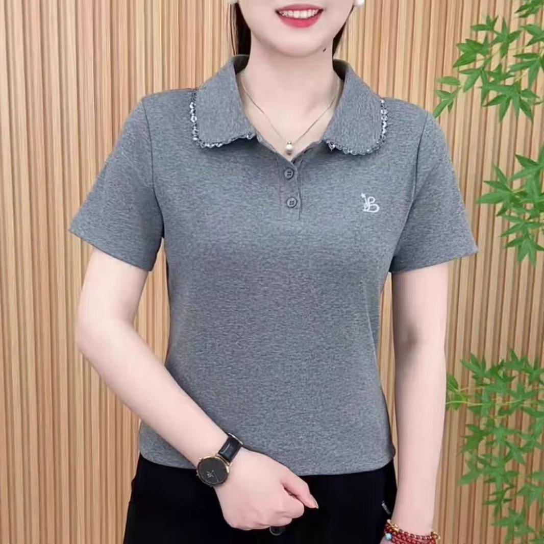 

2025 new summer bottoming shirt women s loose and versatile European short-sleeved T-shirt shirt inner top M серый