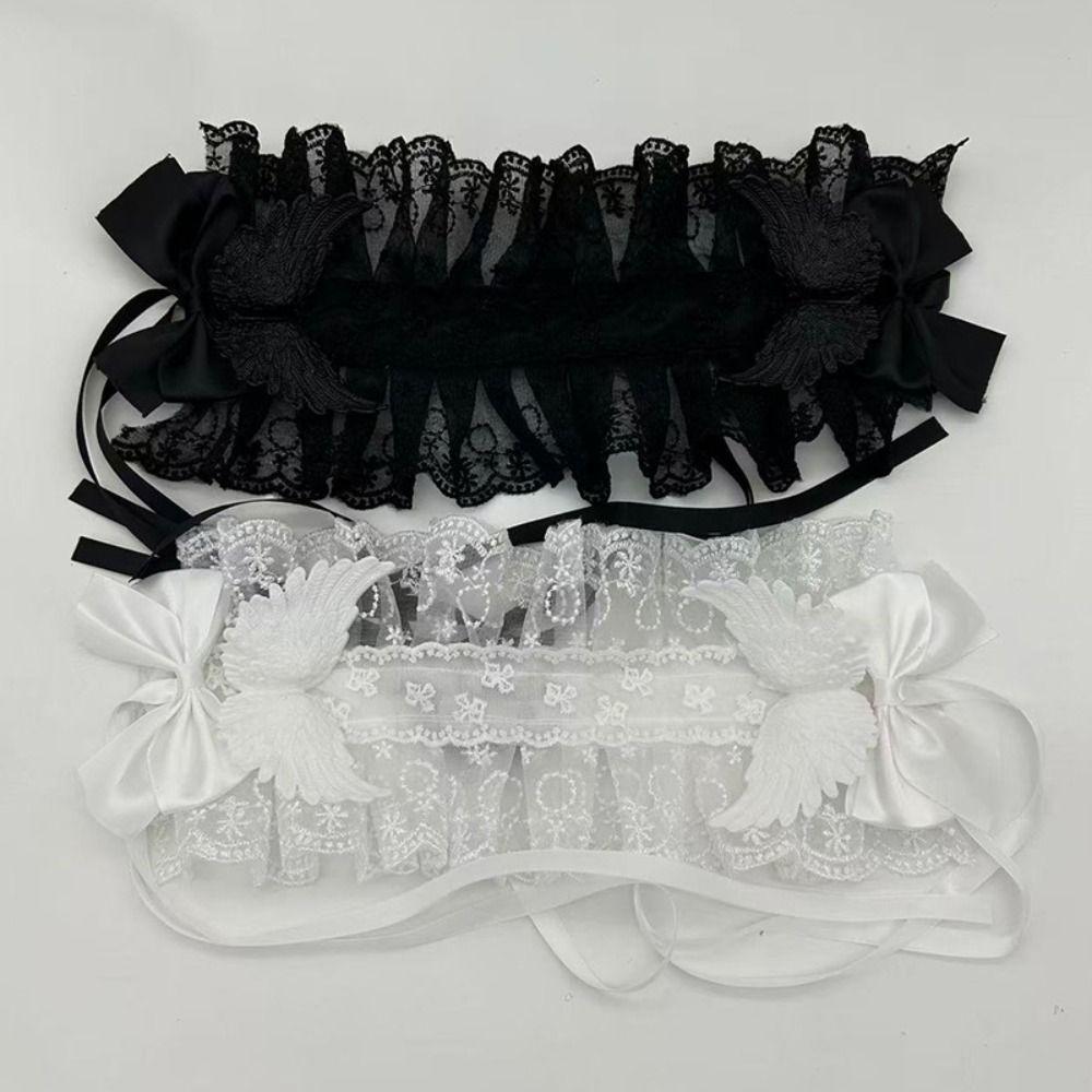 Y2k Cosplay Headdress Rivet Lolita Hair Clip Sweet Lolita Wings Lace Headband Daily