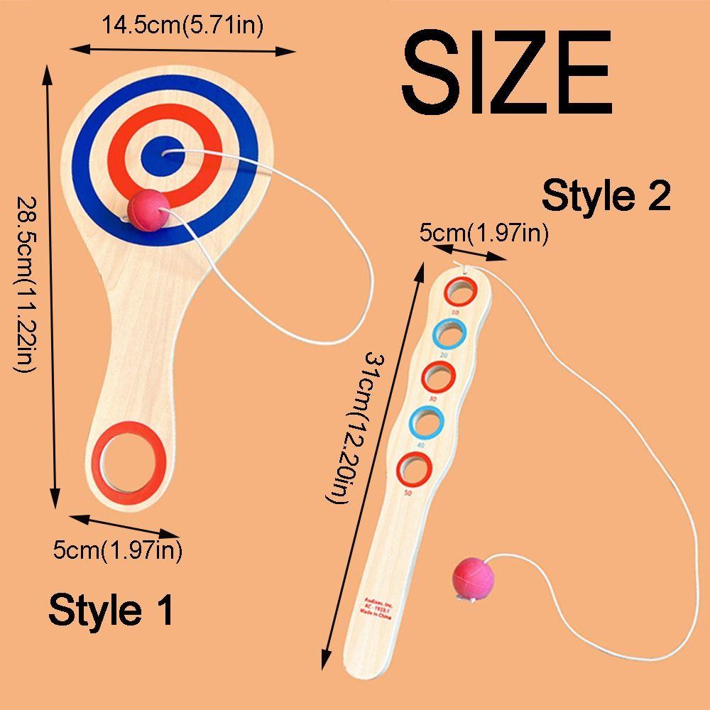 Jeu de balle sur ficelle élastique avec raquettes en bois Balle rouge Raquettes en bois avec balle Coordination œil-main