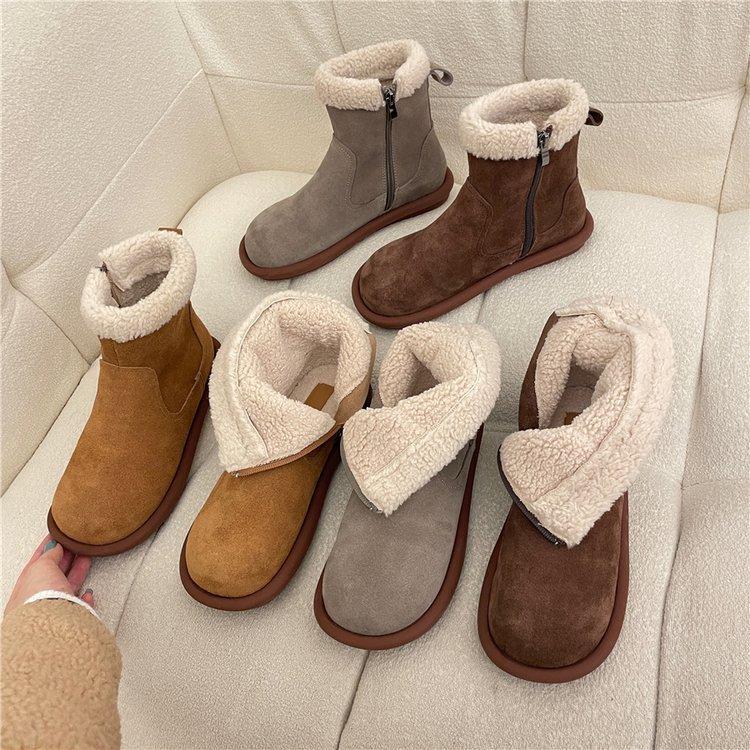 New Fashion Women‘s Short Boots  Winter Warm Short Plush Flat with Outdoors Non-slip Women Snow Boots