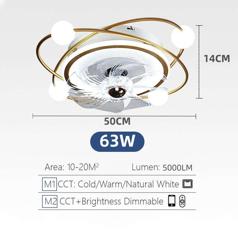 Modern Ceiling Fan with Light Remote Control LED Dimmable chandelier fan 6 Speeds Timer Flush Mount Enclose Ceiling Fans Lamp