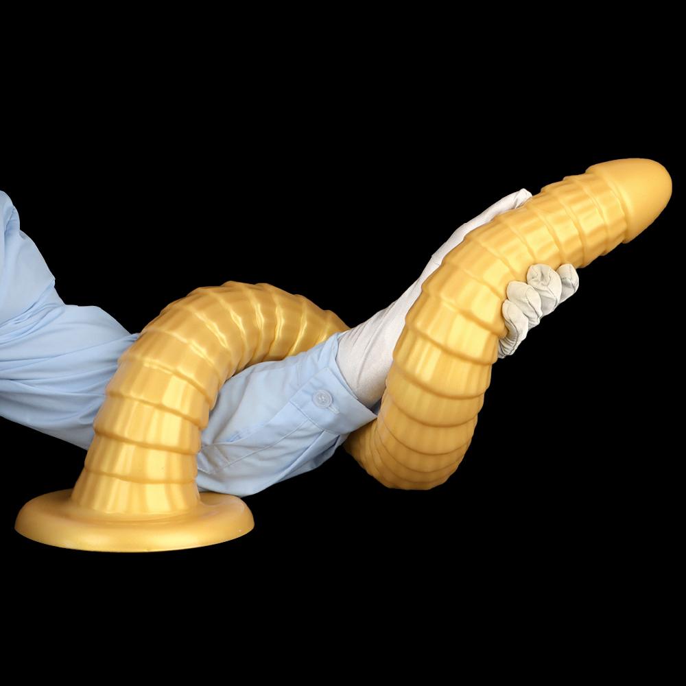 80*7cm zlatý silikonový extra dlouhý masturbátor anální kolík fisting realistický řemínek na penis na penisu BDSM