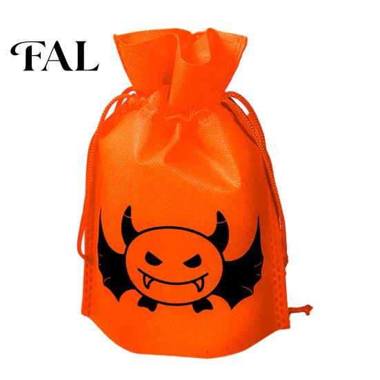 Halloween Pumpkin Bags for Kids 5 Pcs Treats Bag, Non-woven Fabric Candy Portable Snack Drawstring Goodie Party Favors Lightweight Totes Sweets